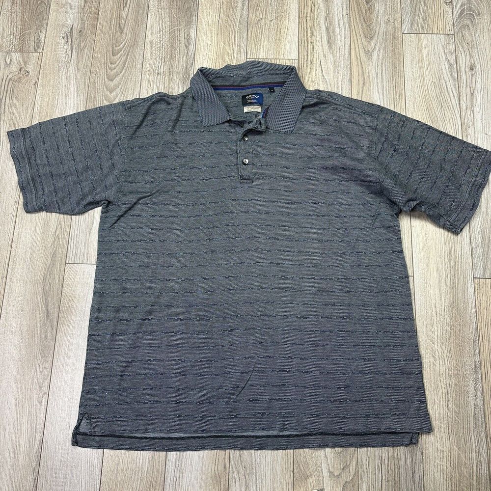 Vtg Callaway Collection Golf Mens XL Polo Shirt Black‎ Dark Gray Short Sleeve